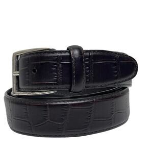 J. McLaughlin Men's Croc Leather Embossed‎ Brown Size 42 Belt